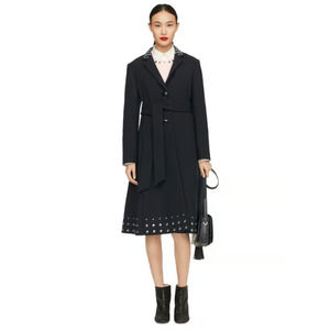 $1395 Kate Spade Madison Ave Fall Winter Coat Long Navy Blue Wool 4!